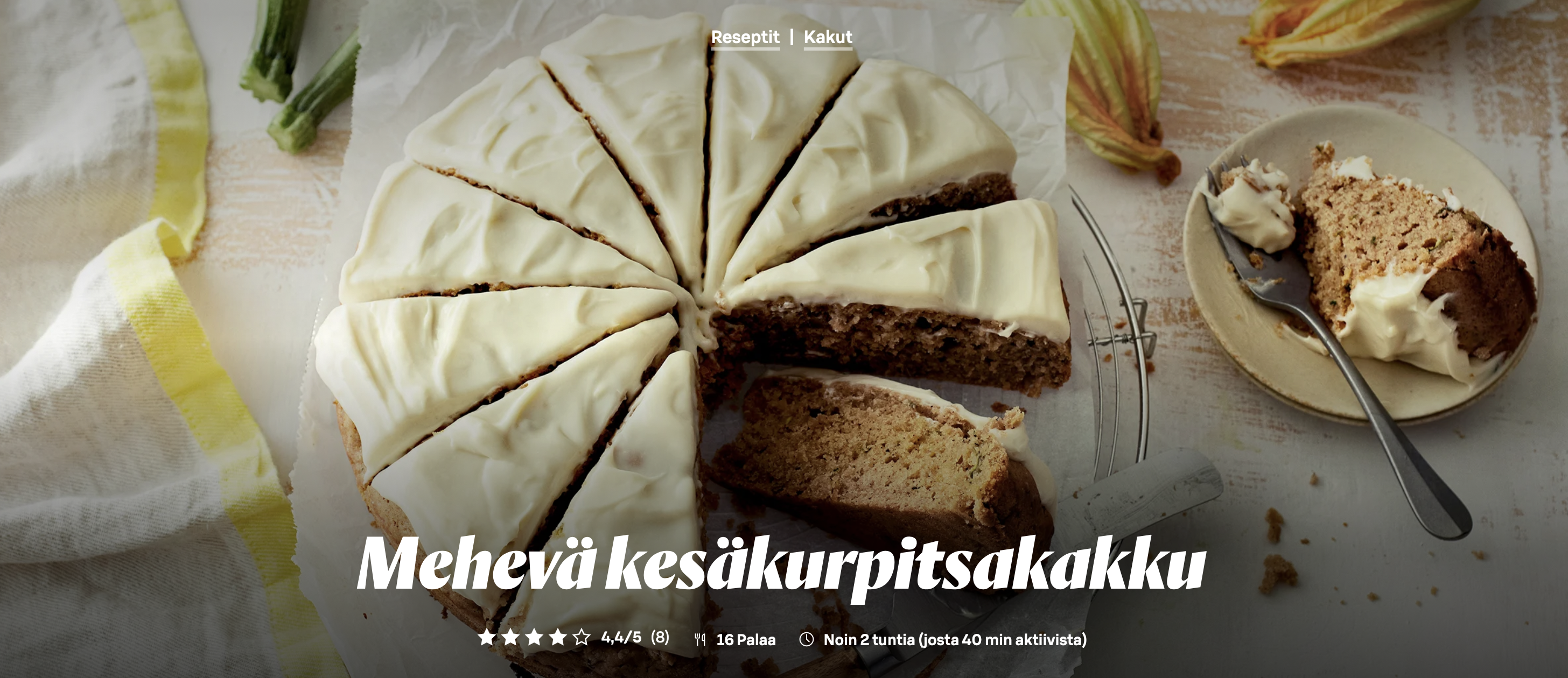 Mehevä kesäkurpitsakakku